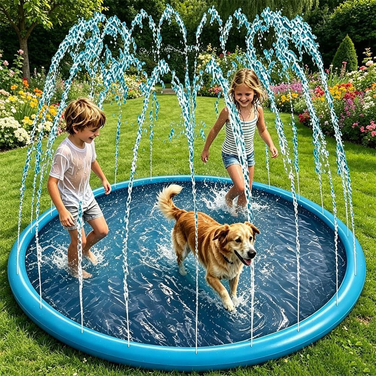 Grote 170cm Spettermat voor Kinderen, Water Sprinkler Speelmat, Buitenspeelgoed voor Zomerplezier en Verkoeling in de Tuin