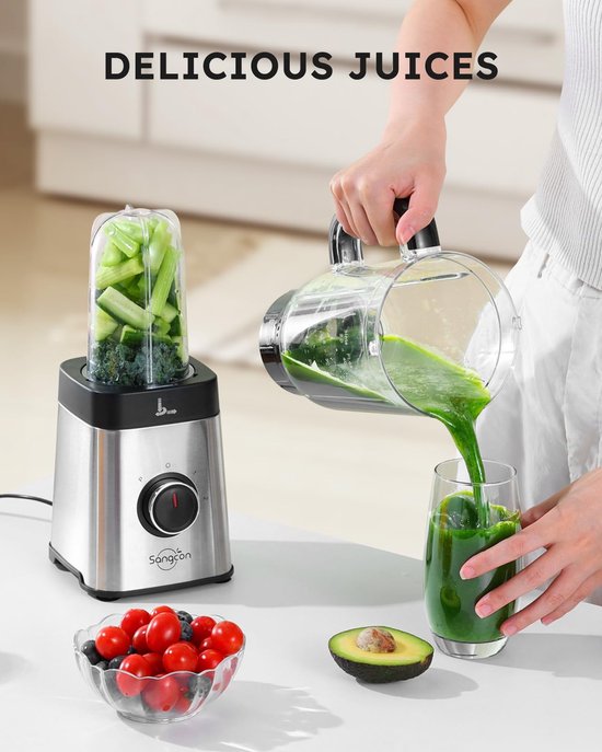 SnelShoppen - 5-in-1 Blender voor Shakes en Smoothies, 500W, 3 Snelheidsregelingen met Puls, Ideaal voor IJs, Fruit, Vlees en Groenten in Keuken, Perf van Snelshoppen — afbeelding 2