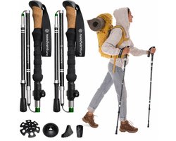 Carbonfiber Nordic Walking Stokken - Lichtgewicht Inklapbaar - Trekkingstokken - Hiking - Wandelstokken - Trekking - Verstelbaar - Opvouwbaar - Alternatief Telescopisch en Inschuifbaar - Trailrunning Outdoor - needventure®