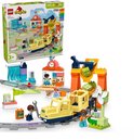 LEGO Duplo speelgoedtrein en accessoires op witte achtergrond, met de productdoos ernaast.