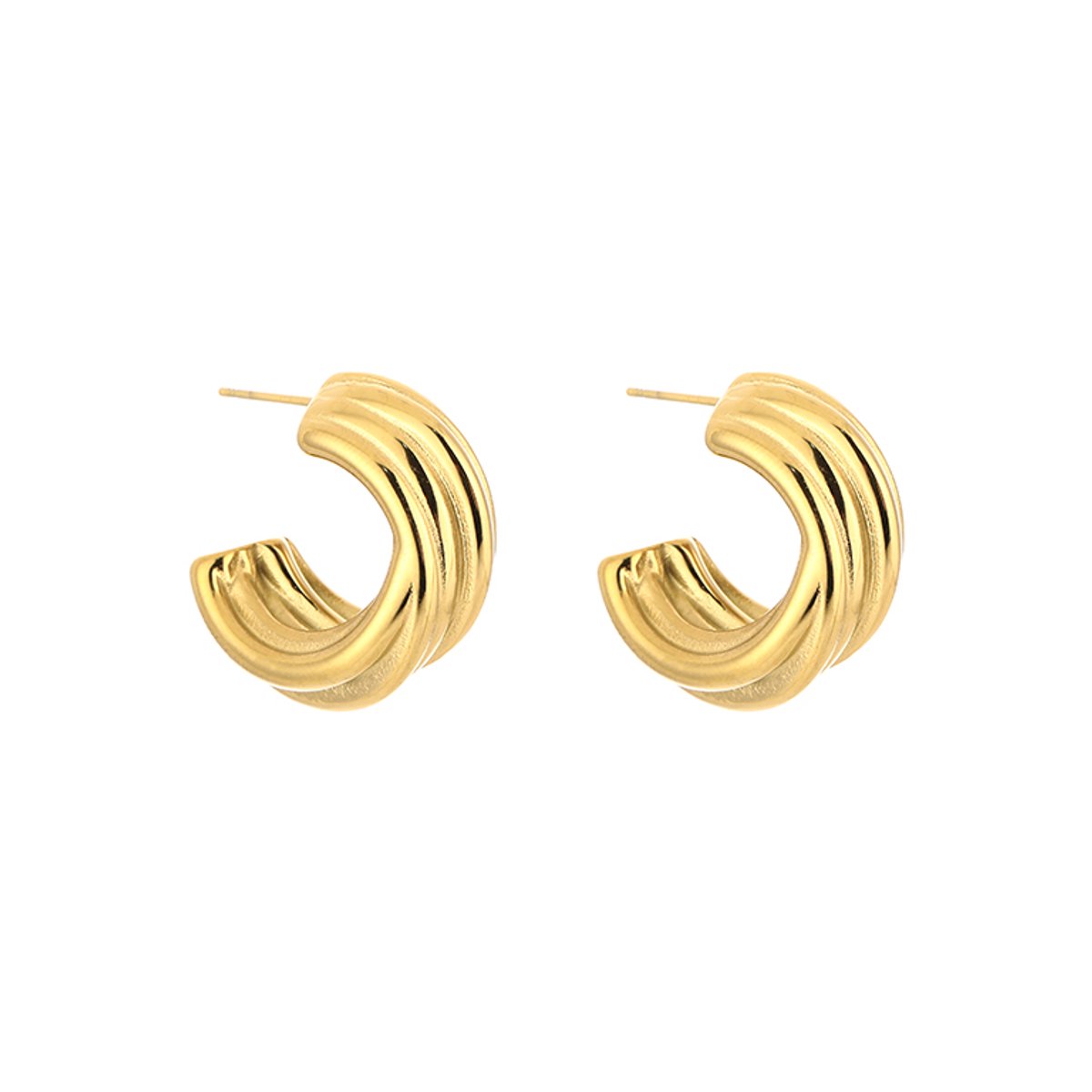 Stainless Steel Twisted Open Hoops – Luxe Getwiste Oorringen – RVS - Goud