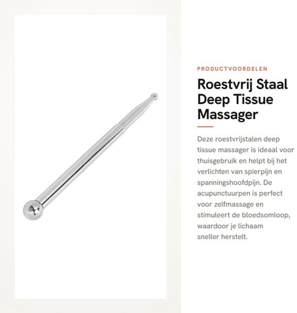Massager voor Thuis - Roestvrij Staal - Trigger Point Therapie - Spierpijn Verlichting - Acupunctuur Pen - Effectieve Drukpuntmassage - Acupunctuurpen