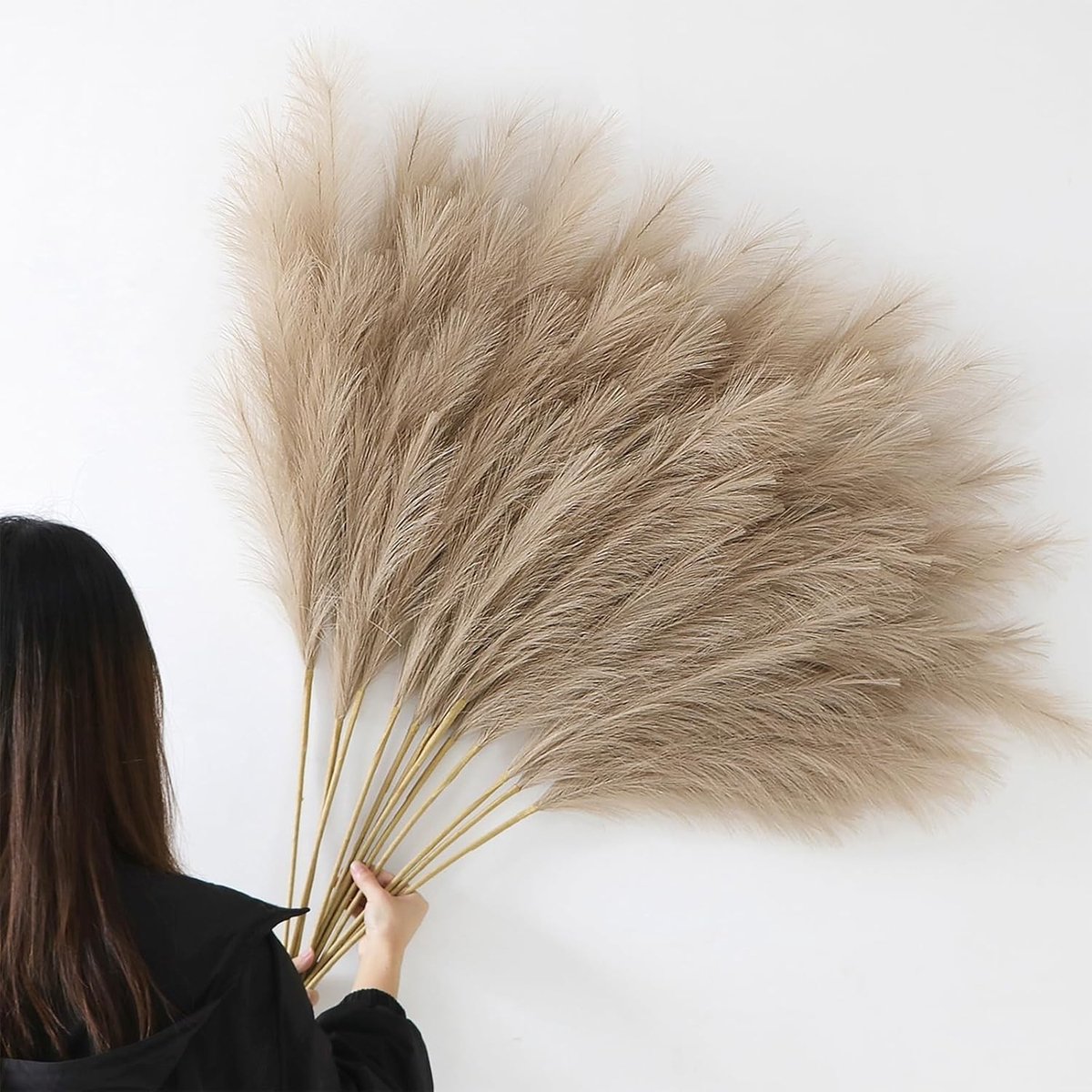 Set van 12 Kunstmatige Pampas Grassen van 113 cm - Dried Flowers voor Boho Decoratie in Woonkamer, Slaapkamer en Bruiloft
