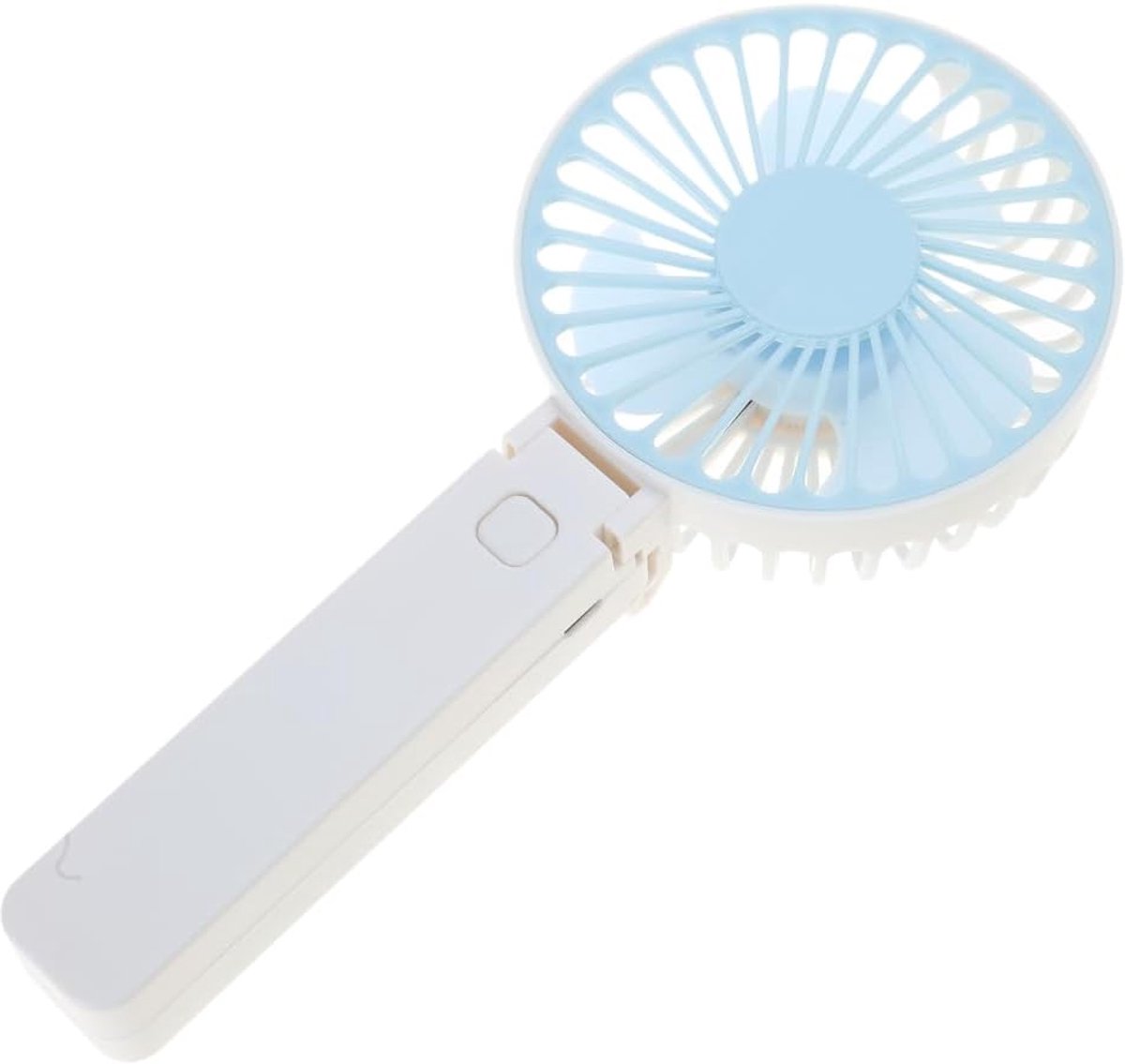 Opvouwbare ventilator - Handventilator - Draagbare ventilator - Mini - Oplaadbare ventilator - Drie windsnelheden - Met USB-poort - Kleine draagbare ventilator - Draadloze bureauventilator - Geschikt voor buiten - Blauw en wit