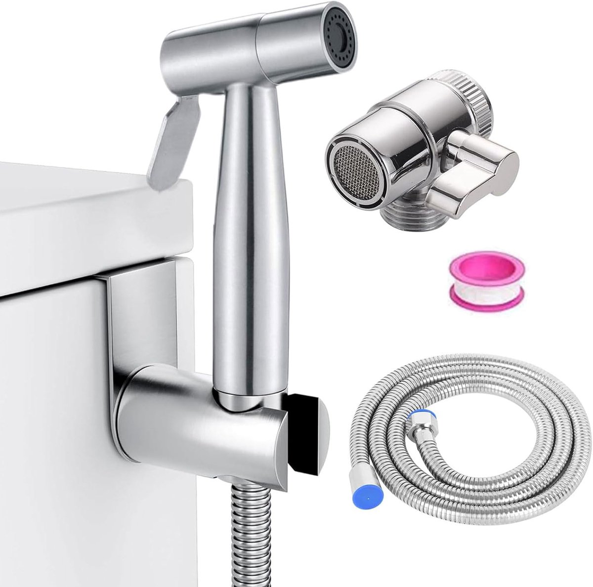 Bidet Doucheset - Handdouche Van Roestvrij Staal Voor Bidet - Toilet Douche - Toiletdouchekop Met 2-Weg Doucheomstelkraan