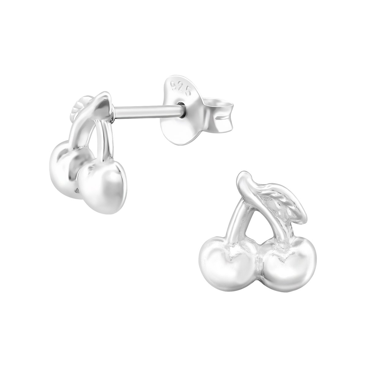 Oorbellen meisje - kers - zilver
