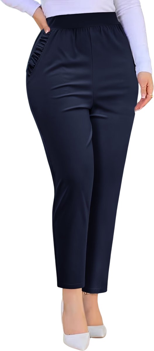 Currero Pantalon Dames Chino Golfbroek Nette Broek Met Elastische Tailleband Volwassenen Blauw