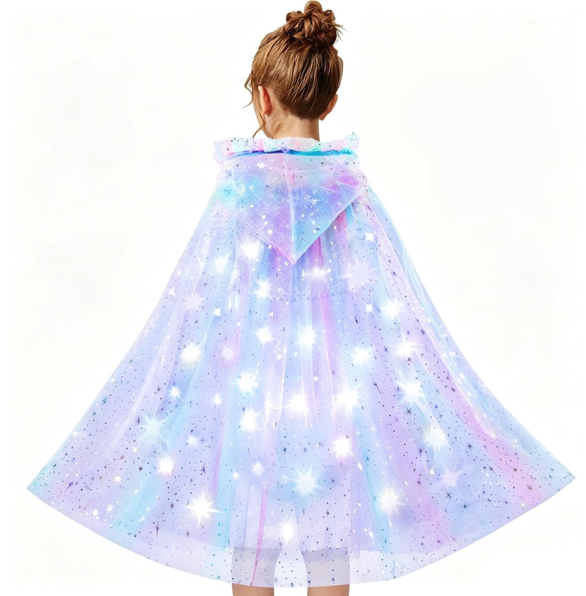 SnelShoppen - Prinsessencape met LED Verlichting voor Meisjes 3-10 Jaar - Magische Capuchon Kostuum voor Feesten, Verjaardagen en Speelgoed - Roze