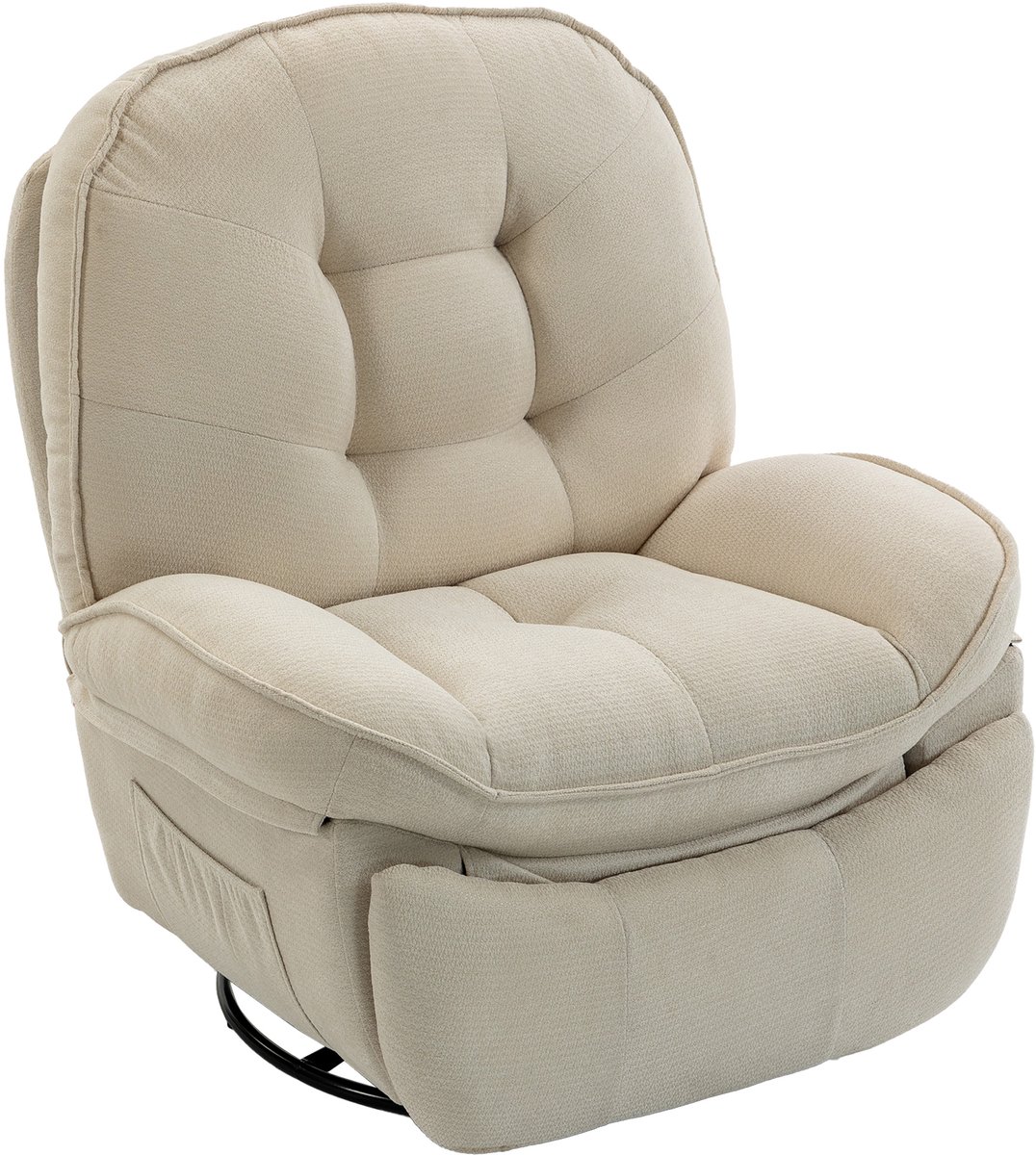 HOMCOM Sofa Recliner-Chenille (100% Polyester)-Cremeweiß