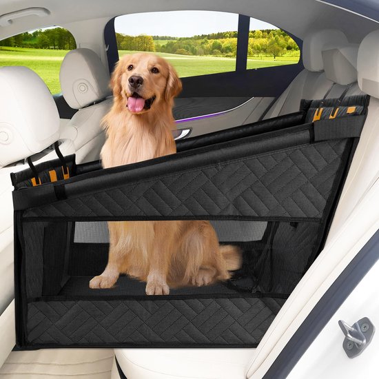 SnelShoppen - Extra Stabiele Hondenautostoel voor Middelgrote en Grote Honden - Versterkte Hondenstoel met Ventilatie & Opbergruimte - Geschikt voor H
