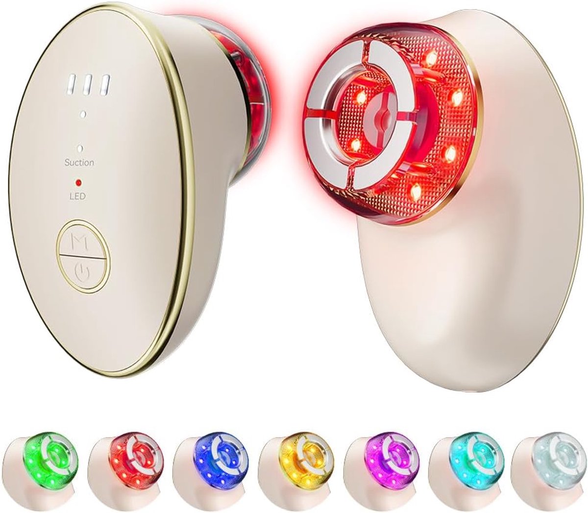 7-kleuren nek- en gezichtsmassageapparaat, gezichtsmassager met zuigfunctie, tool voor gezichtsmodellering met 3 intensiteitsniveaus, multifunctioneel gezichtsapparaat voor thuisgebruik