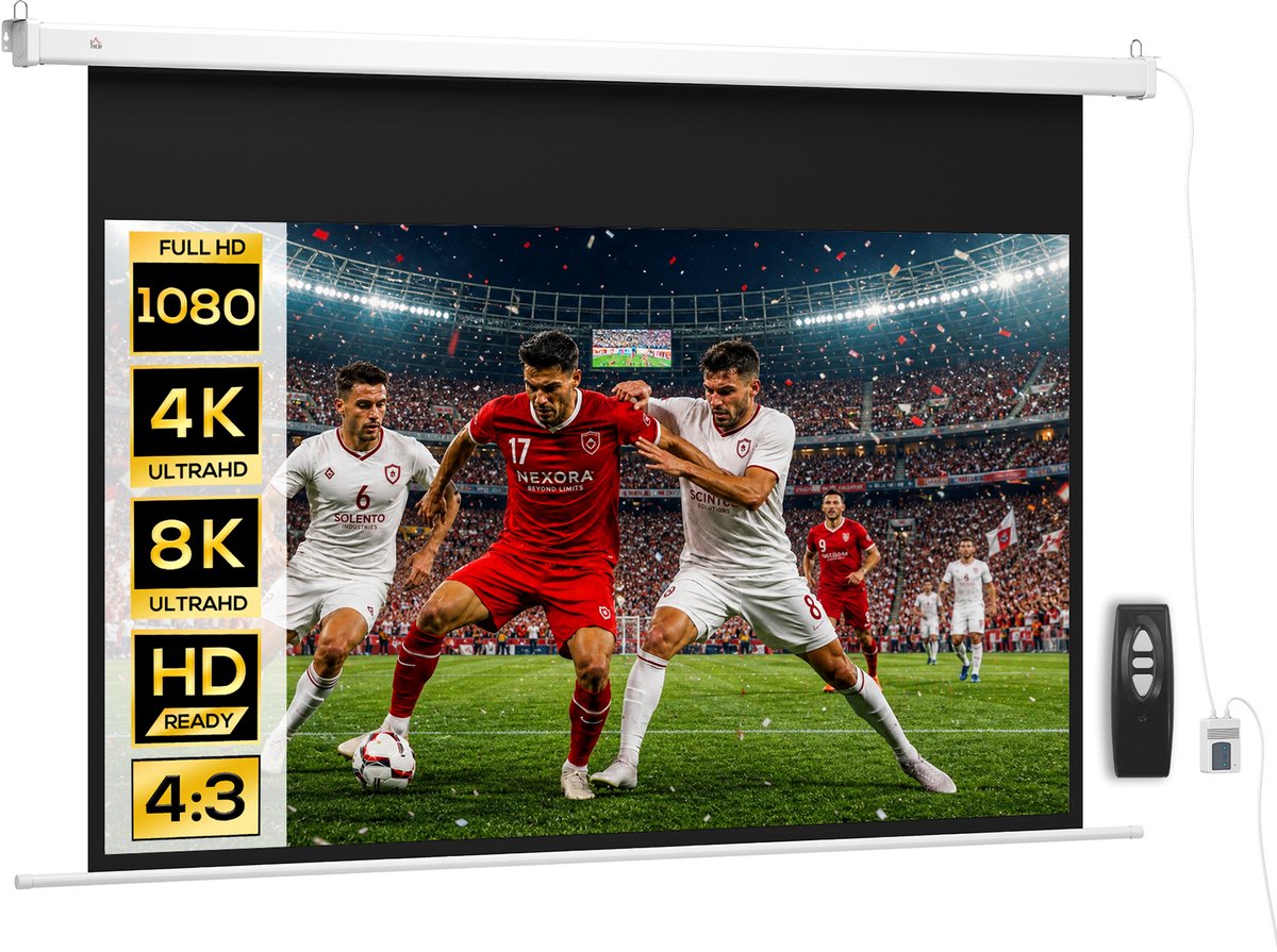 HOMCOM Projection Screen-Kunststoff, Metall-212L x 8B x 150H cm-Weiß