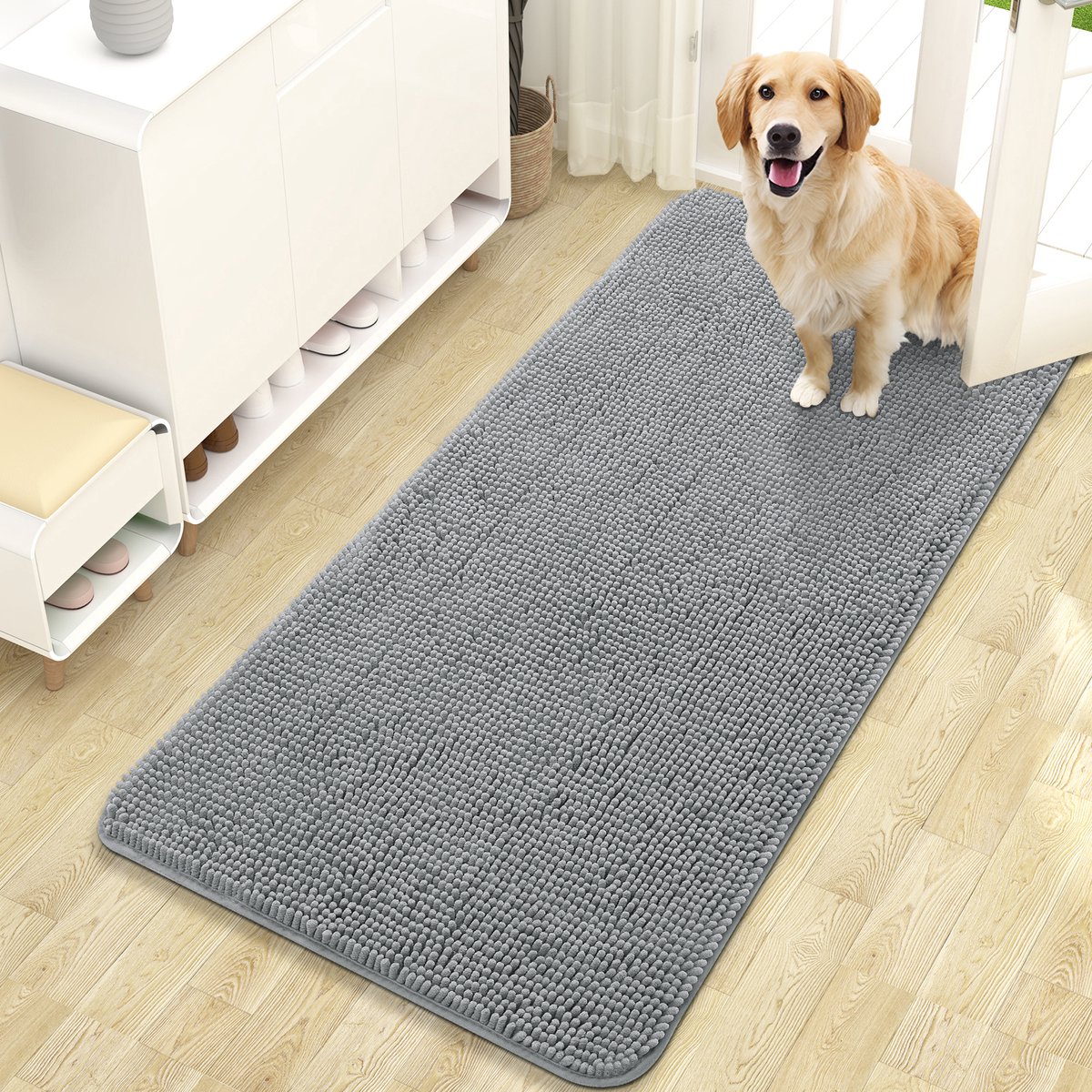 Olanly - Deurmat - Binnen deurmat - Waterabsorberend en antislip - 61x120cm - Grijs