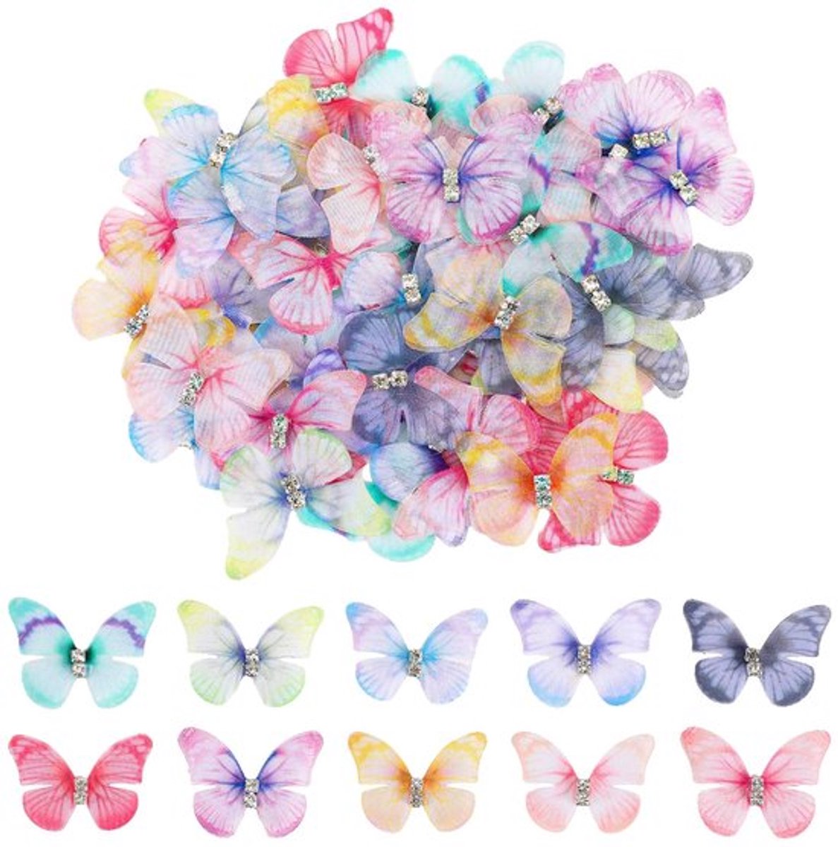 Decoratieve Vlinders 60 Stuks - 3D Vlinders - Kleurige Haarspeld - Doe-Het-Zelf Decoratie - Wanddecoratie - Scrapbooking - Vlinderdecoratie