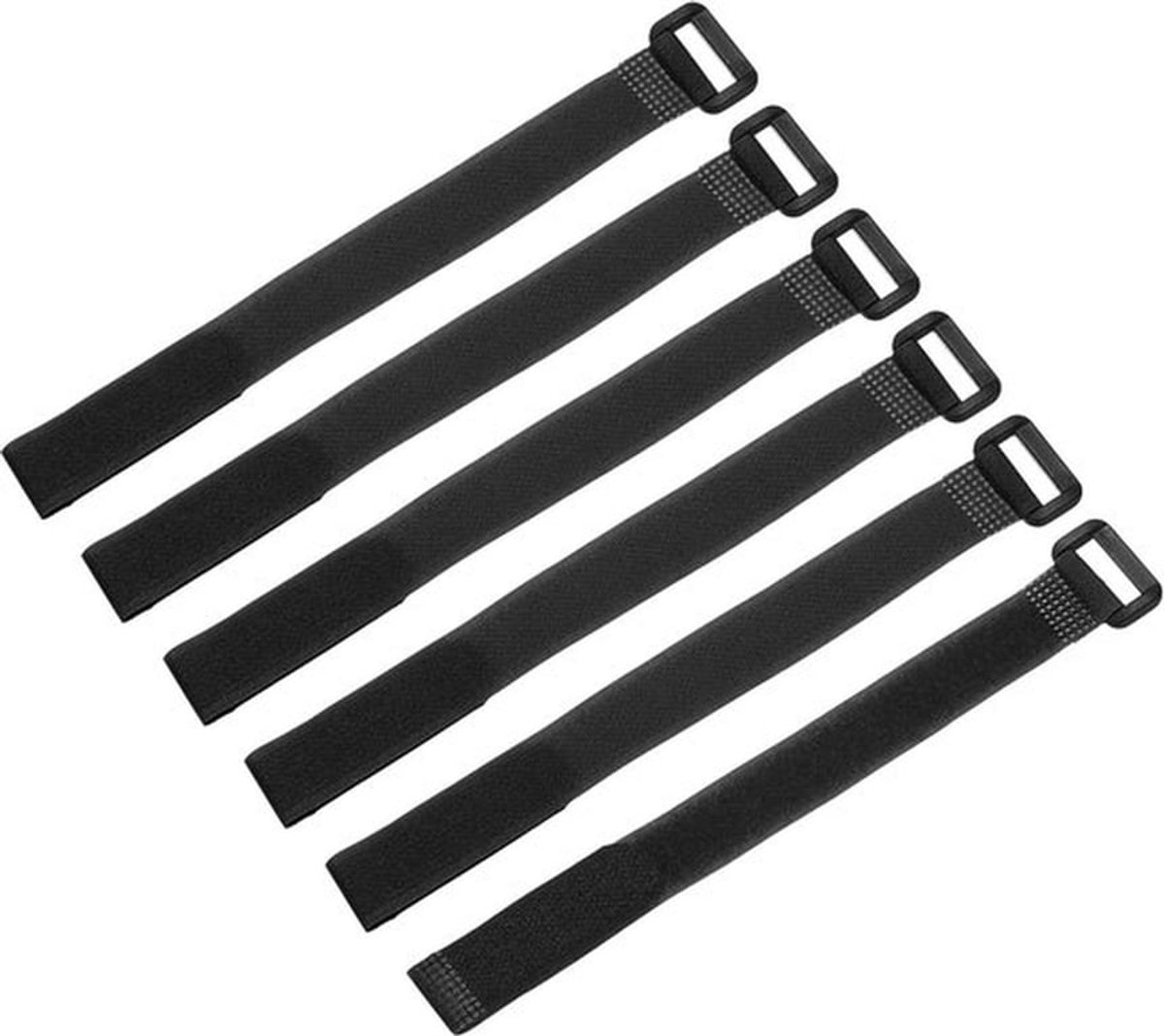 Thijox - 6 Stuks Herbruikbare Batterijbevestigingsriemen 1,5 x 25,4 cm - Zwart Nylon Klittenband voor Quadcopter FPV RC - Verstelbare Multifunctionele