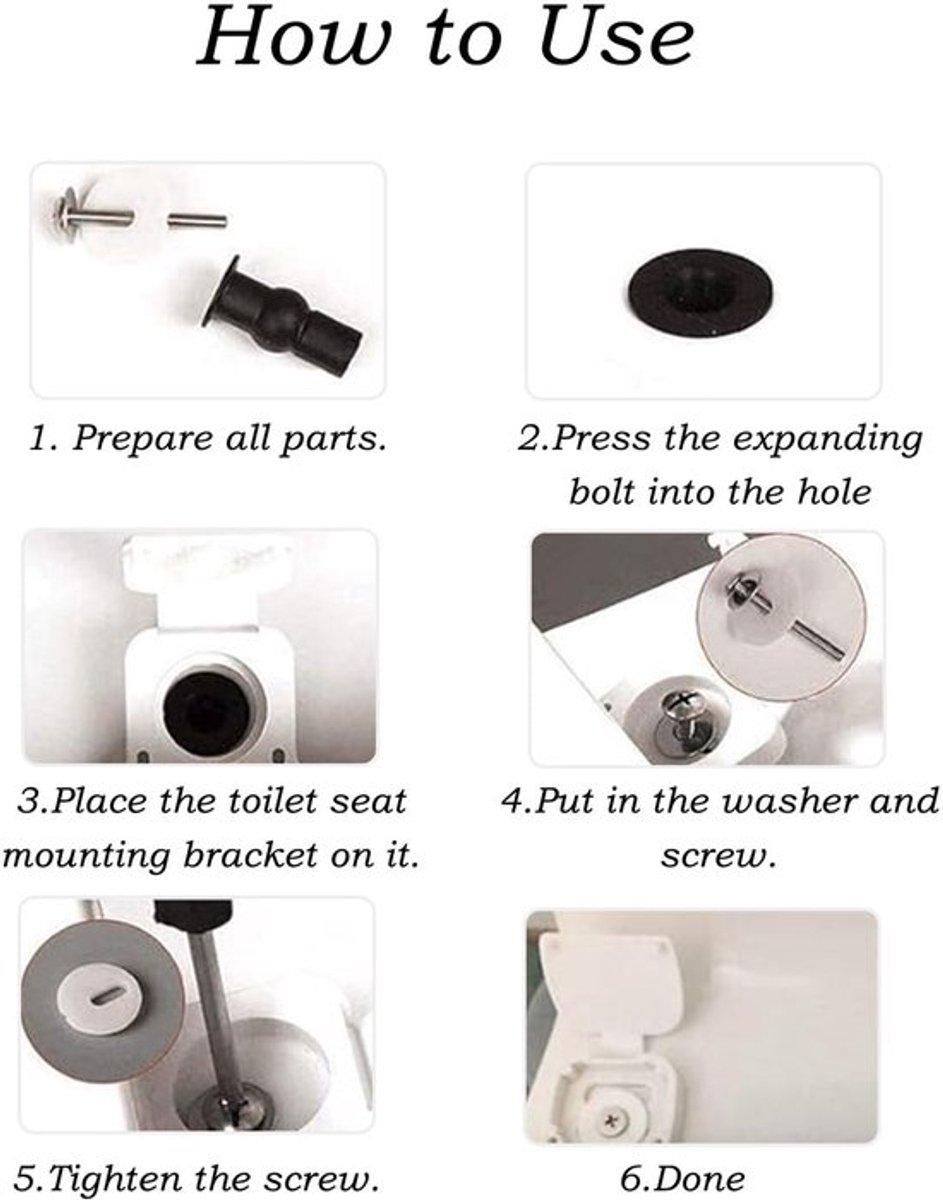 Toiletbril Accessoires Set - Vervangende Schroeven - Scharnieren van Rubber/Roestvrij Staal - Duurzaam - Eenvoudige Installatie - Quick-Release Ontwerp - Toiletaccessoires