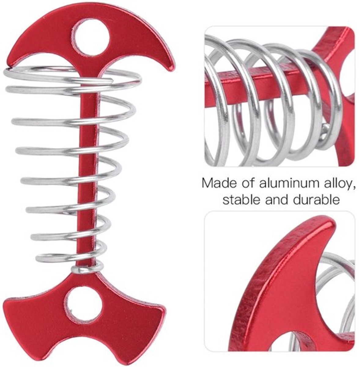 Grondankers 4-delig - Spiraalvormig - Multifunctionele Tentaccessoires - Geschikt voor Houten Platforms - Aluminiumlegering/Roestvrij Staal - 7.7x3.6cm - Tentpalen