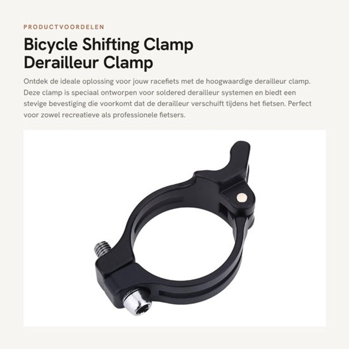 Bicycle Shifting Clamp - Derailleur Clamp Ring Adapter - 31.8mm - Zwart - Geschikt voor Soldered Derailleur - Compacte Stijl