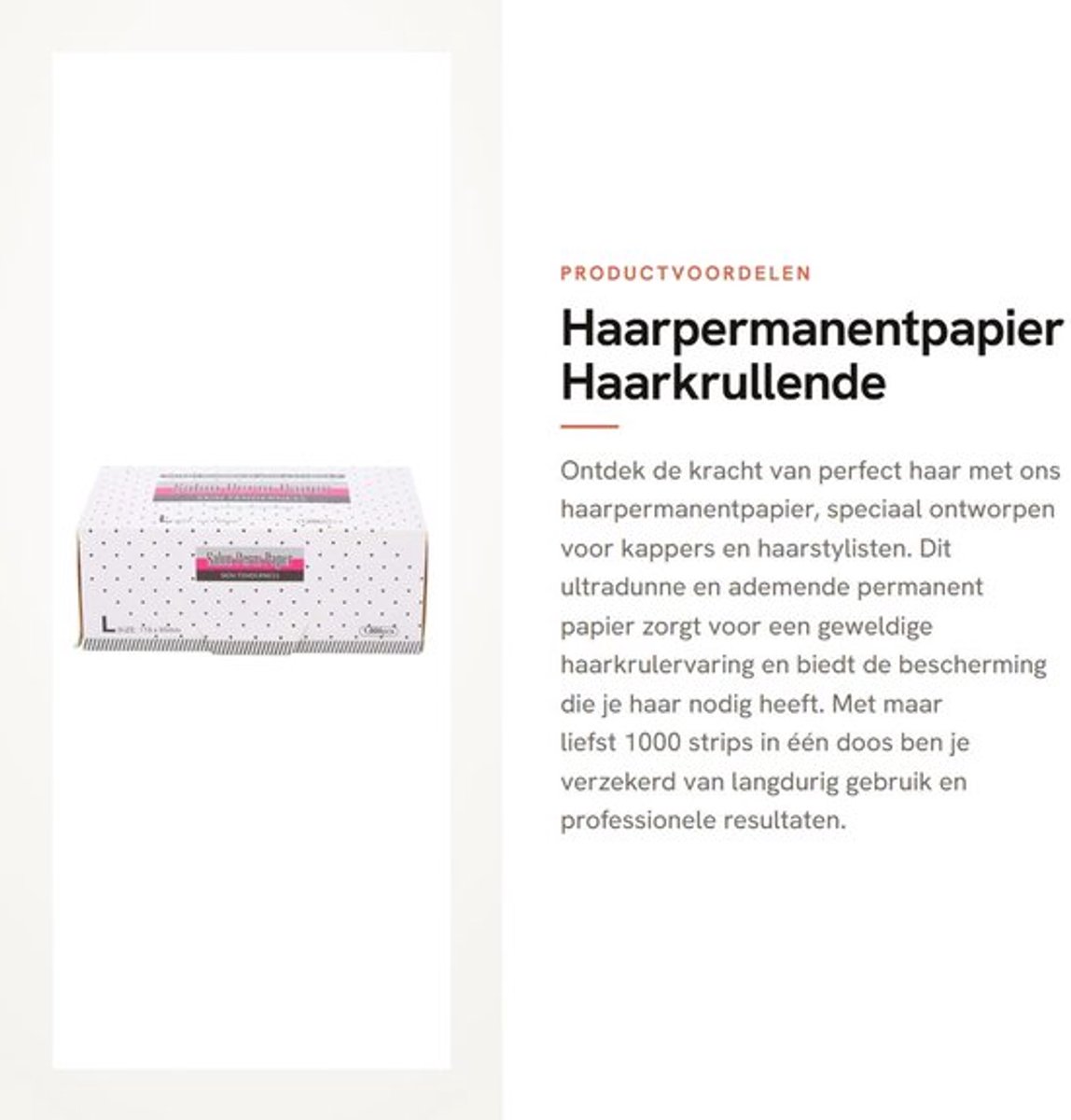 Haarpermanentpapier 1000 stuks - Ultradunne strips - Ademend ontwerp - Professioneel kappersgereedschap - Haarstyling en bescherming - 10,6 x 6,5 cm - Permanentpapier