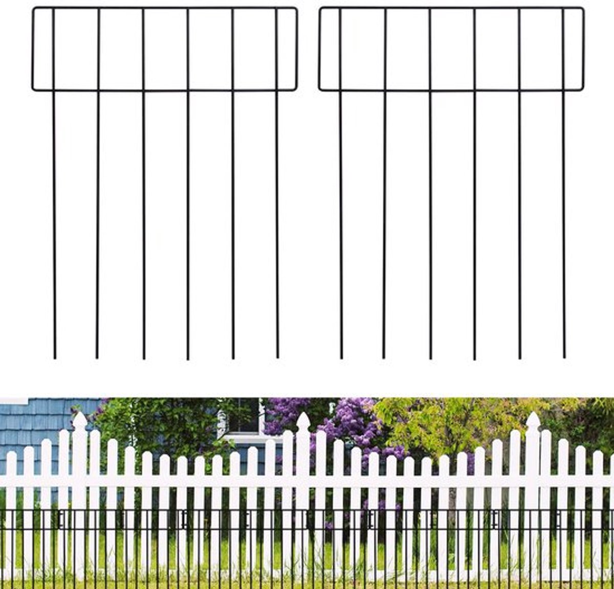 Dierenbarrièrehek 10 stuks - Decoratief Tuinhek - Omheining voor Moestuin - Hondenhek - Gravenhek - Afmetingen 43,2 cm (H) x 3,4 m (L)