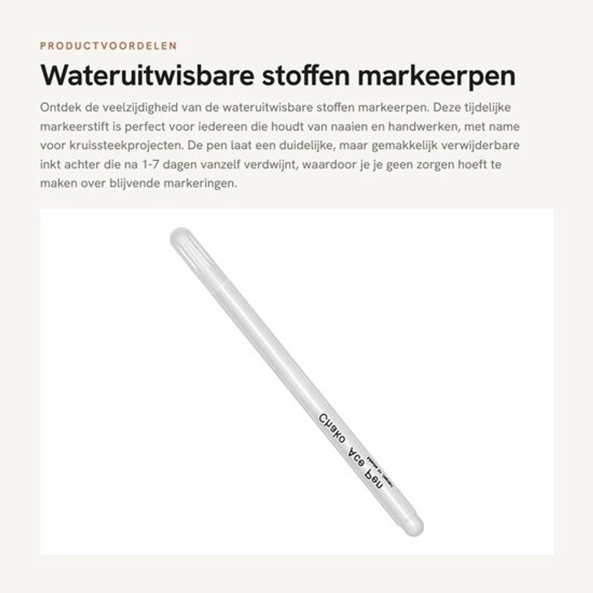 Markeerpen Wateruitwisbaar - Tijdelijke Markeerstift - Uitwisbare Pen - Stoffen Marker - Handwerk - Kruissteek - Stoffenmarker