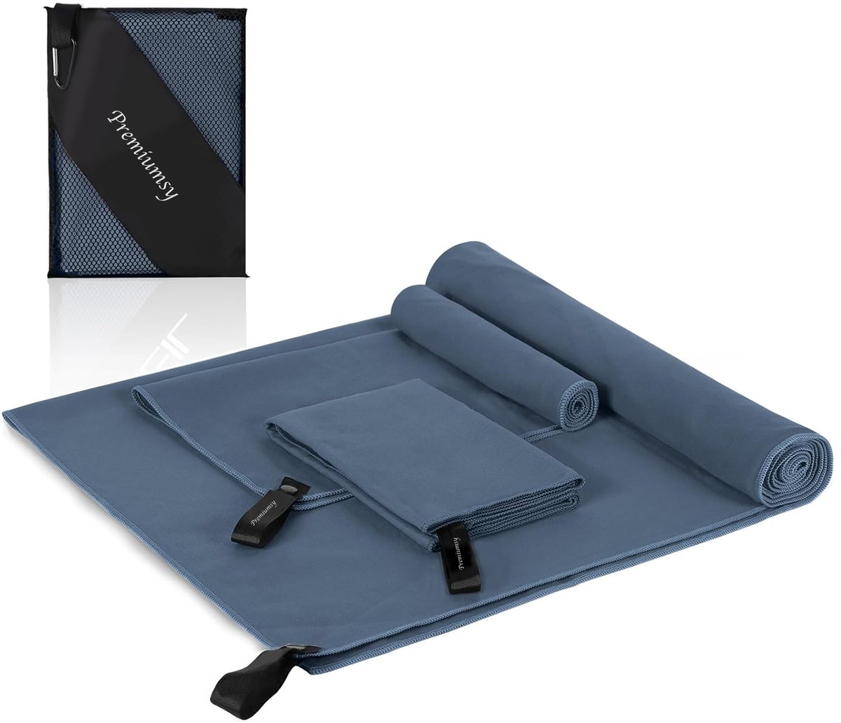 Bol.com Premiumsy Microvezel Handdoek Set - 3 stuks - Reishanddoek Microvezel - Sneldrogend - Strandlaken - Badlaken - Perfect v... aanbieding