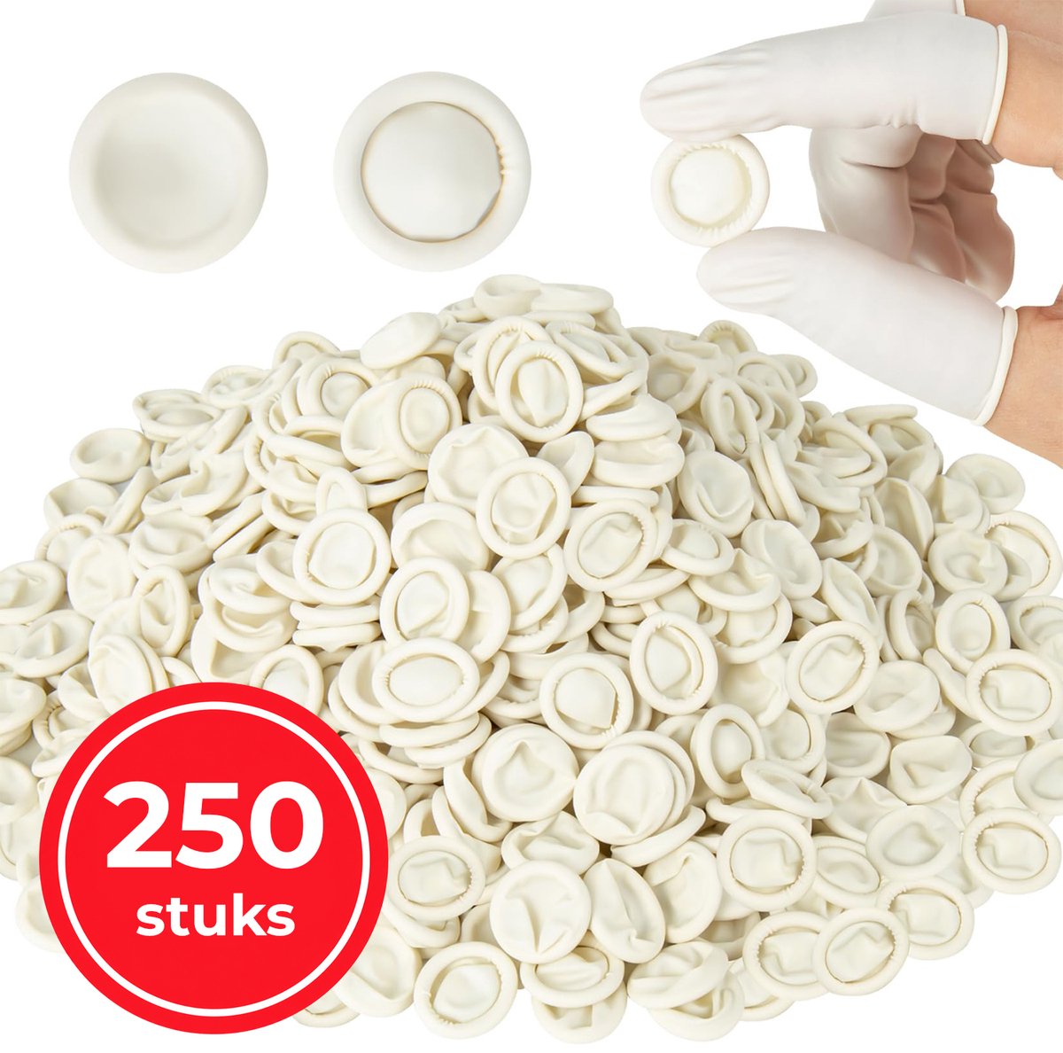 ComfiCare® Vingercondoom 250 stuks Large – Latex handschoen - Vingerbeschermer – Vingerbob – Vinger condooms – Vingerverband – Vingercondooms Large – Vingerbeschermer snijden – Vingercondoom – Vingercondoom waterdicht - Wit