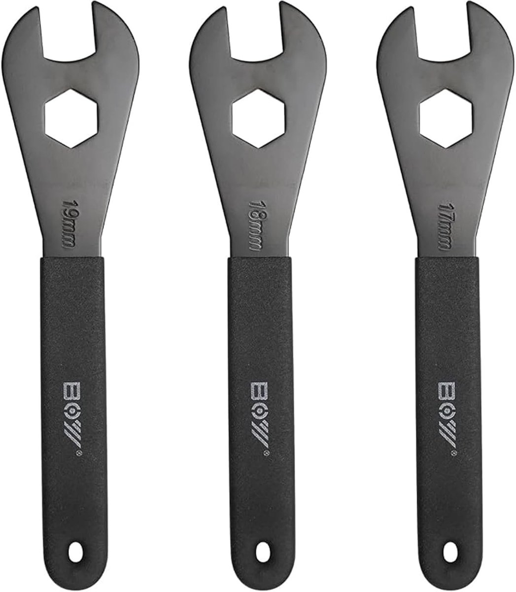 Set van 3 Conus Sleutels voor Fietsonderhoud - Carbon Staal Fietssleutels voor Naven (17/18/19mm) en Reparatietools