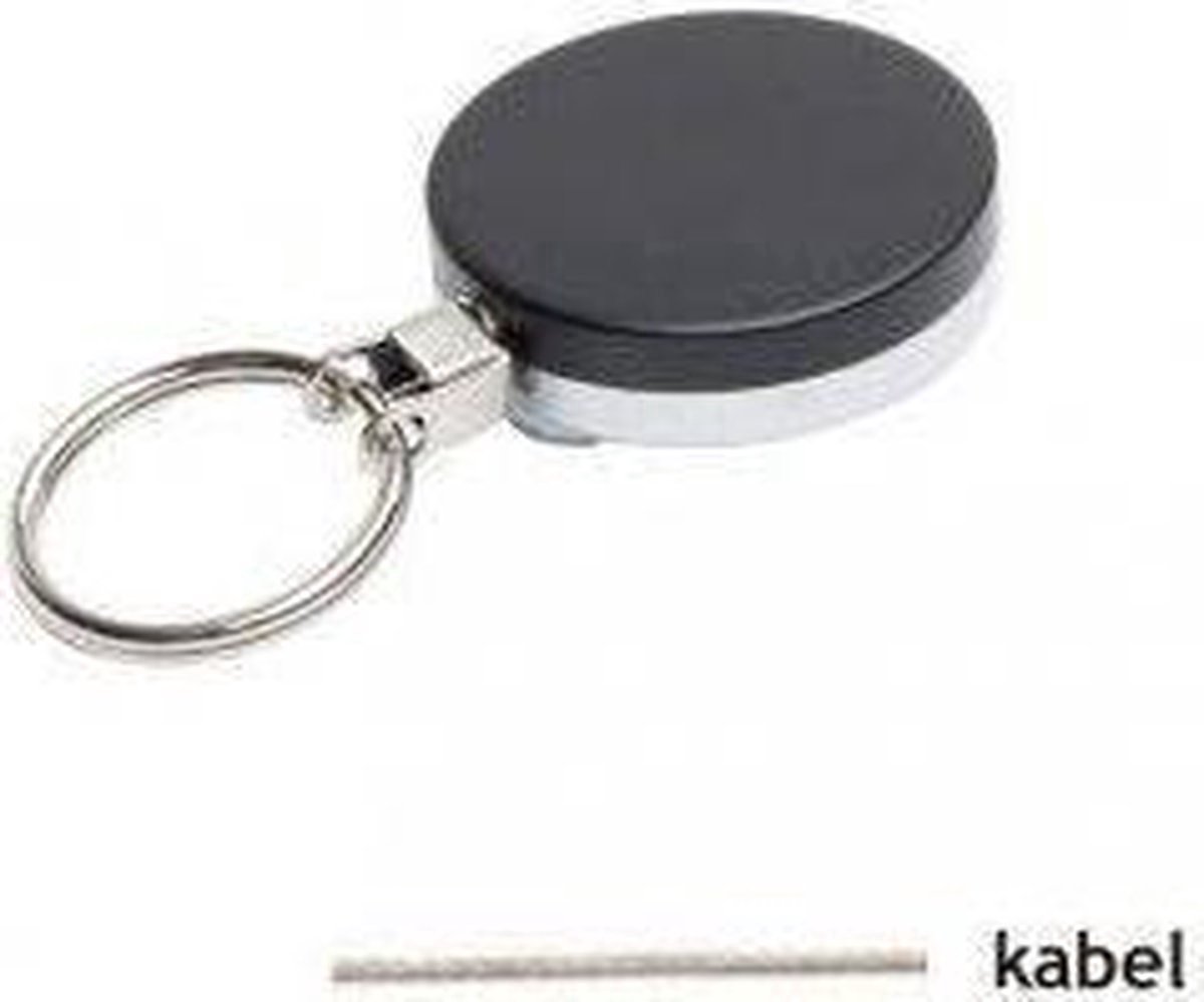 *** Zwarte metalen jojo met kabel en sleutelring / Ski pas houder - Kantoorpas - Milieupas van Heble® ***
