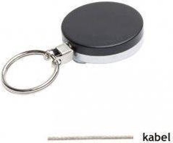 *** Zwarte metalen jojo met kabel en sleutelring / Ski pas houder - Kantoorpas - Milieupas van Heble® ***