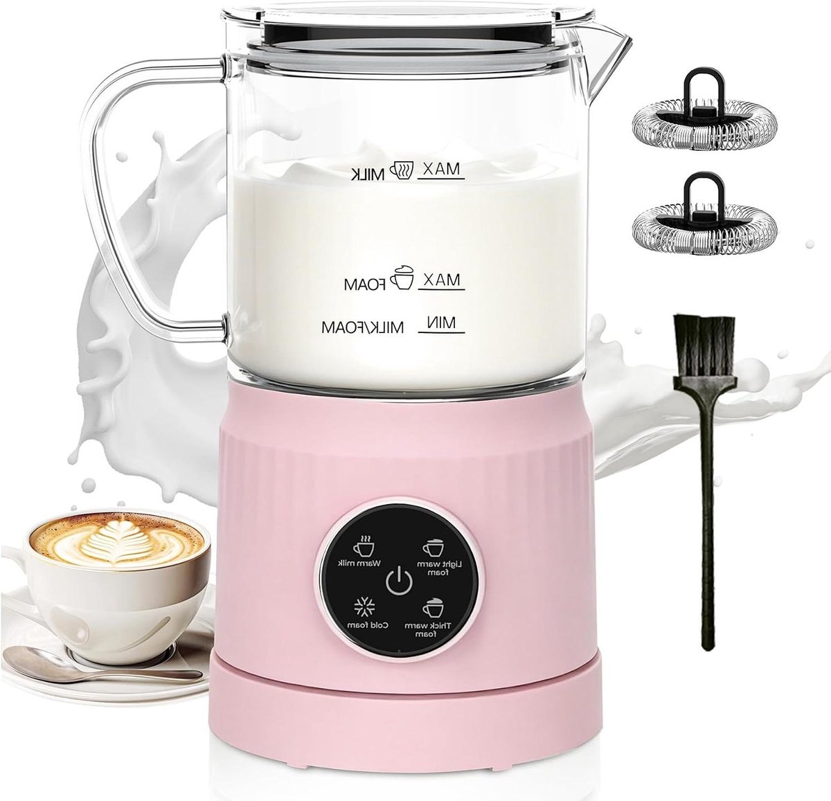 Elektrische Melkopschuimer - Melkwarmer - Koffie Maken - 4 Functies - 400ml Capaciteit - Roze