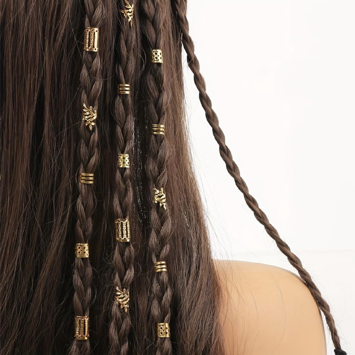 OUDQFCJ 80 stuks gouden haarsieraden, piratensieraden, dreadlocks, gouden haarsieraden, verstelbare vlechten sieraden - ShopVlot