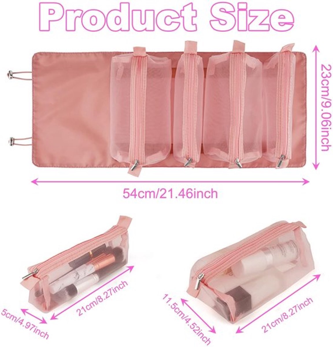 Cosmetische Tas met 4 Vakken - Make-up Tas met Ritssluiting - Organizer voor Sieraden en Toiletartikelen - Dames Tas - Handig en Opvouwbaar - Make-uptas