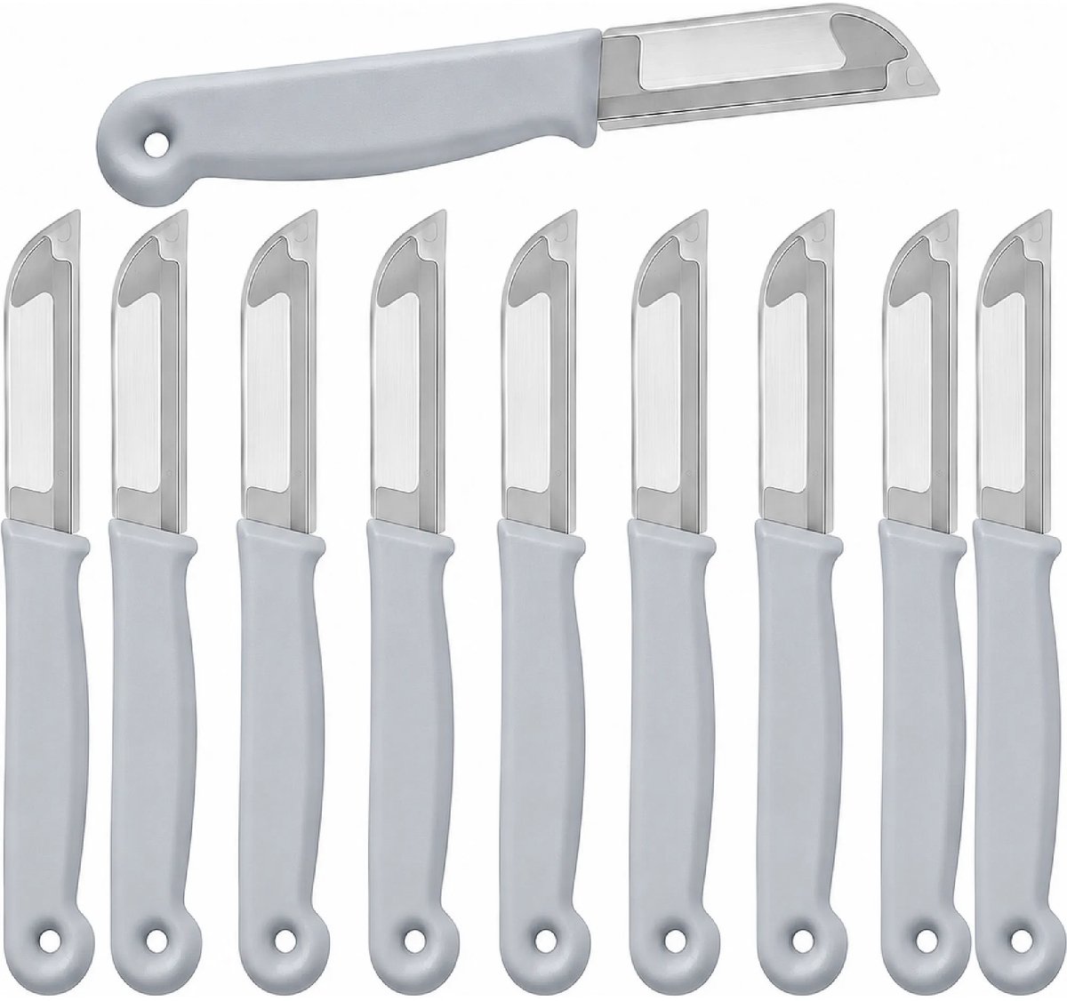 Solingen Schilmesje – RVS Glad – 16 cm met Blade Cover – Pastelgrijs – 10 Stuks