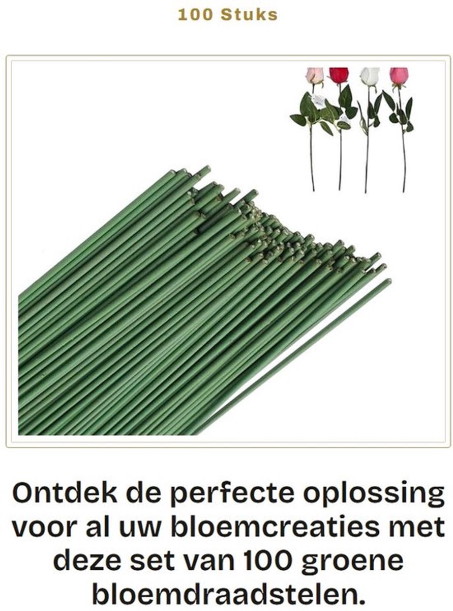 Bloemdraadstelen 100 stuks - 30 cm lang - Voor knutselen/kransen - Bloemstukken - Kunstbloemen - Geschenken - Steekdraad