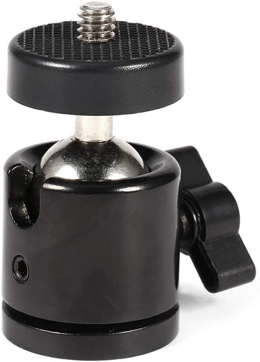 SnelShoppen - Mini Ball Head 360° Bracket Mount voor 1/4" Camera Tripod & 3/8" Flash Holder, 2.5kg Draagvermogen, Ideaal voor Fotografie & Videografie