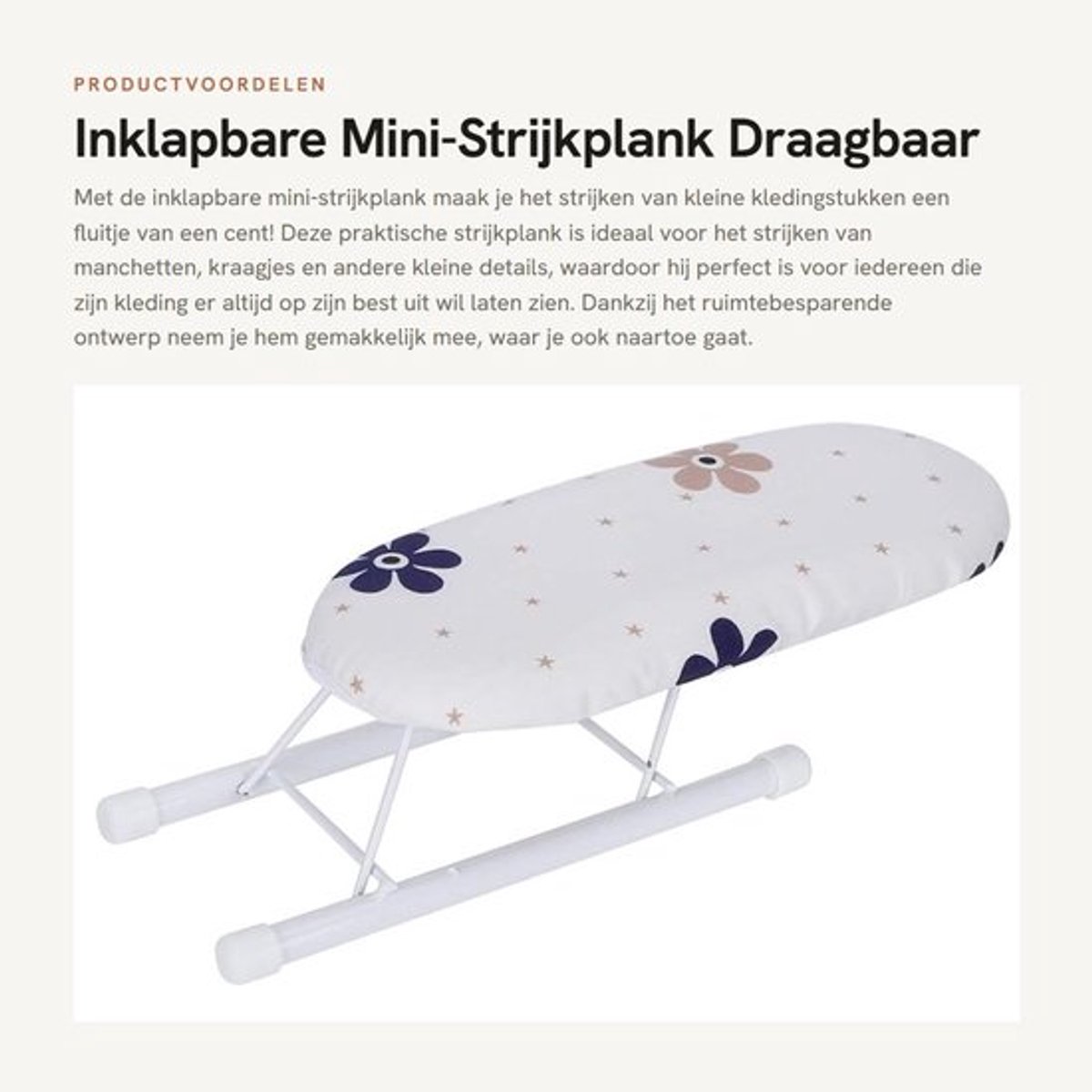 Strijkplank Inklapbaar - Draagbaar - Katoenen Hoes - Antislip - Multifunctioneel - Afmetingen 25 x 10 x 8 cm - Tafelstrijkplank