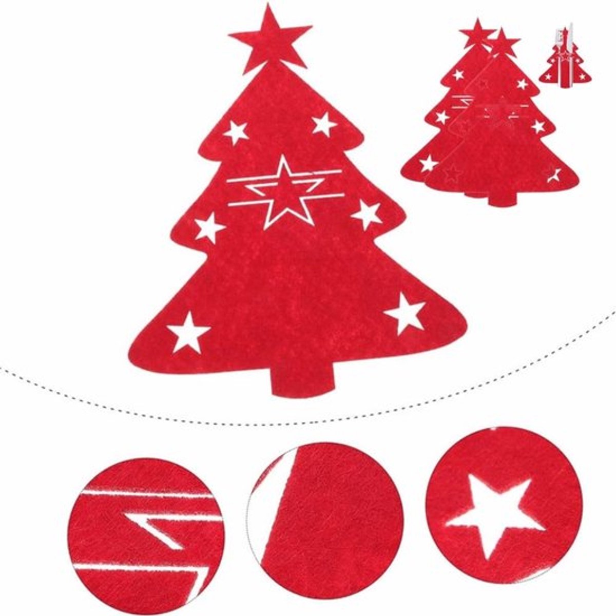 Bestekbak 12 stuks - Kerstbestek - Vliesstof - Duurzaam - Tafeldecoratie - Afmetingen 21x17 cm - Bestekhouder
