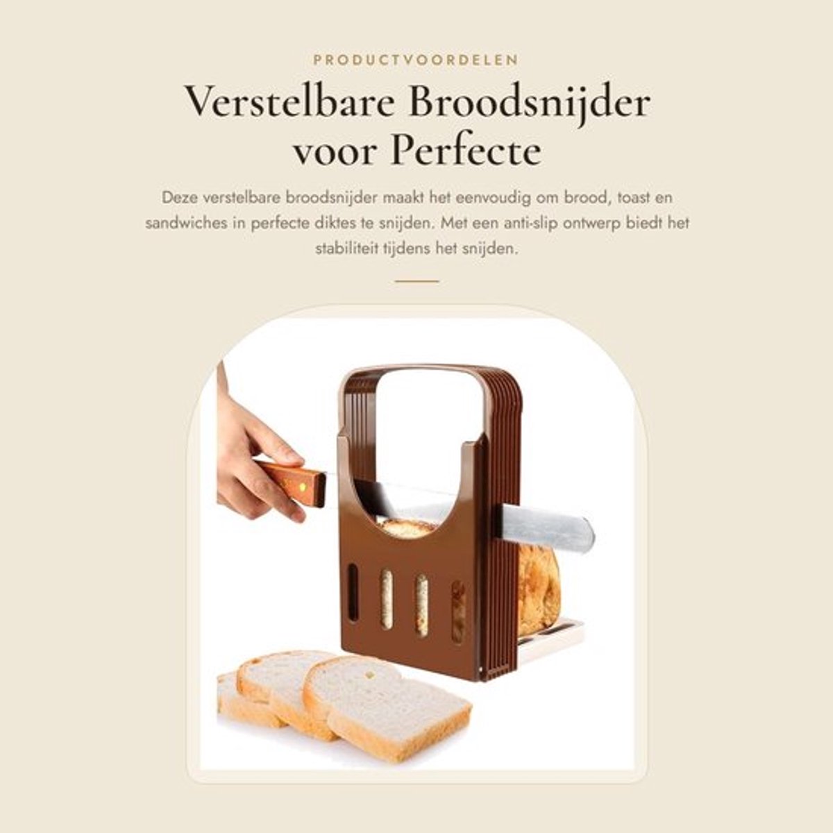 Broodsnijder - Opvouwbaar ontwerp - Antislip basis - Verstelbaar voor verschillende diktes - Multifunctioneel - Hoogwaardig ABS materiaal - Broodsnijmachine