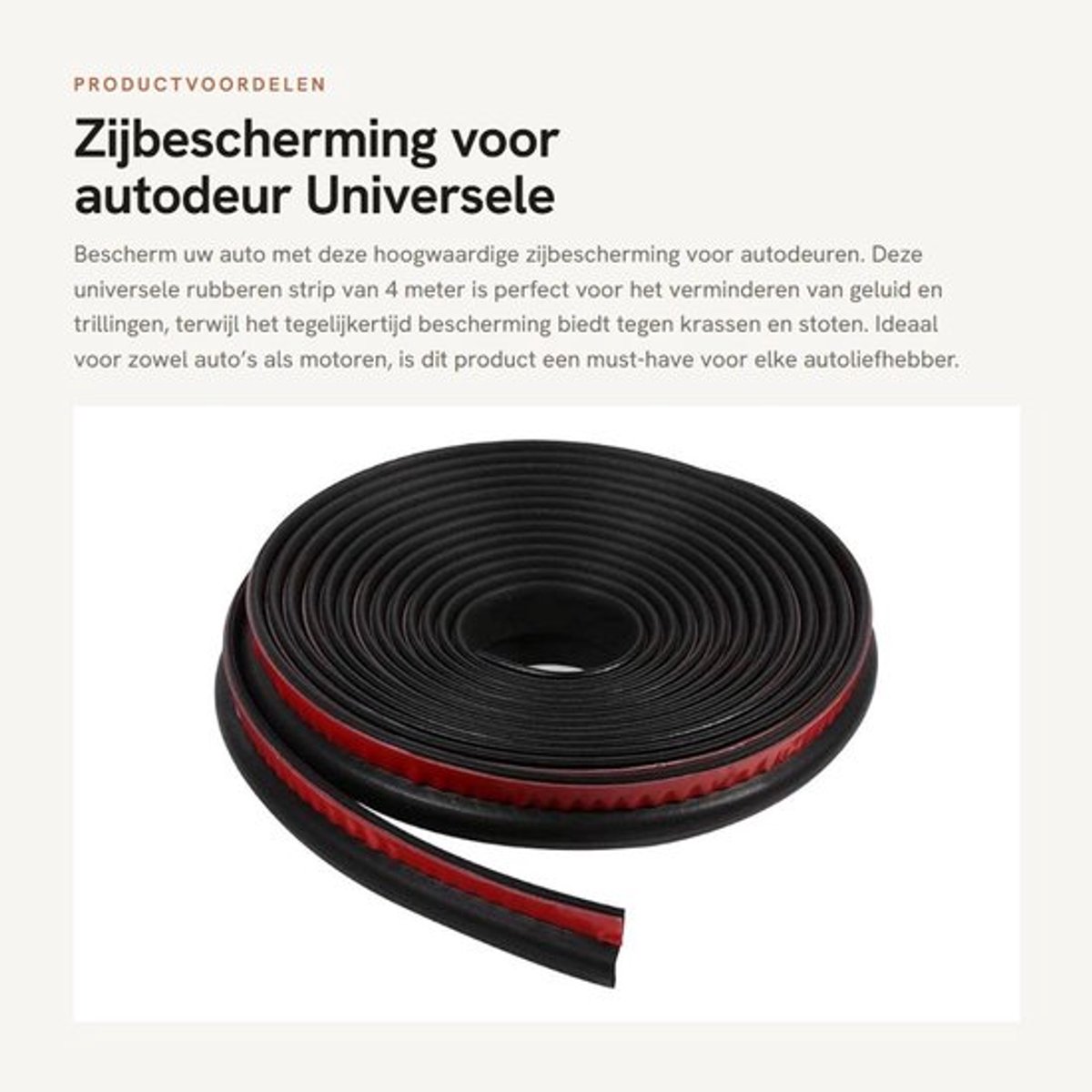Zijbescherming Universele Vorm - 4 Meter Rubber Strip - Deurkozijn/Afdichting - Geluidsdemping - Schokbestendig - Duurzaam EPDM Rubber - Deurbescherming