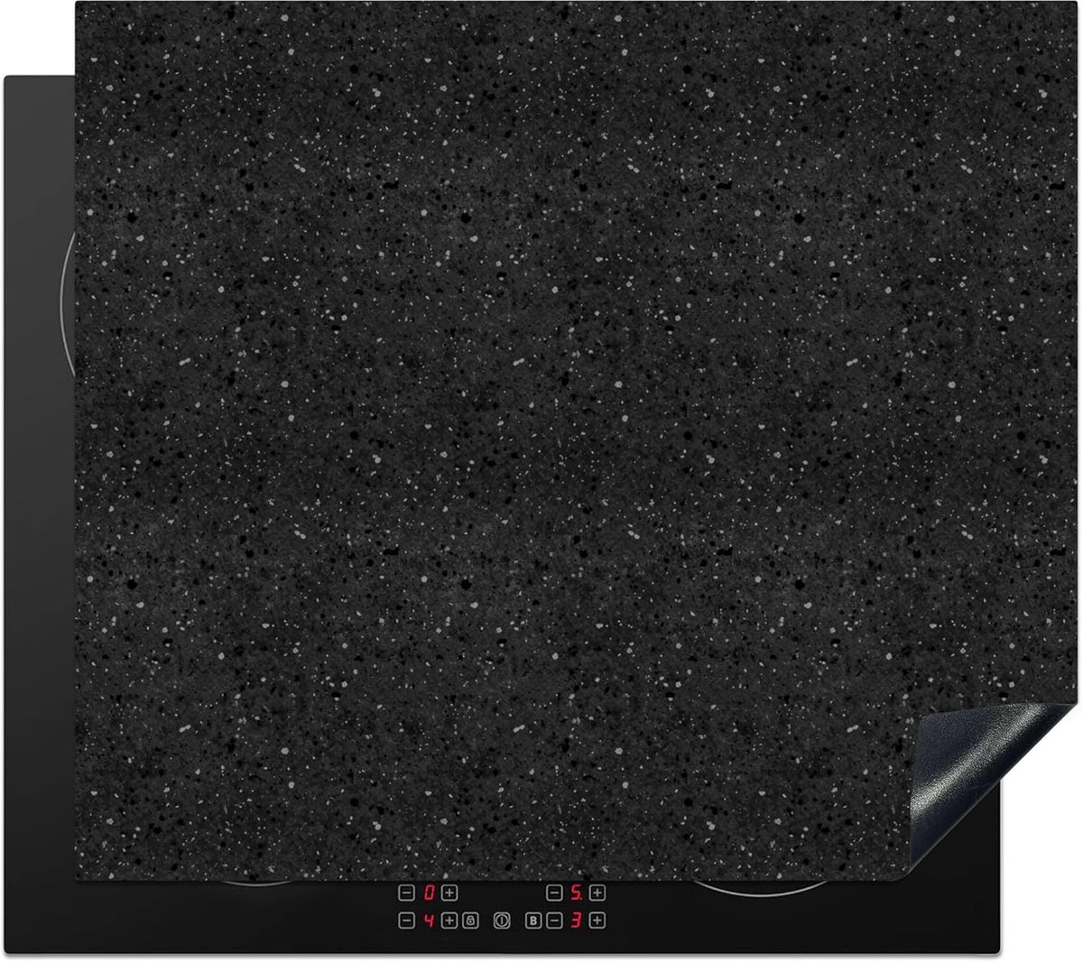 SnelShoppen - Inductiekookplaat Beschermer 59x52cm - Granite Zwart Grijs - Antislip Mat - Keuken Decoratie - Bescherming tegen Vlekken en Krassen - Ge