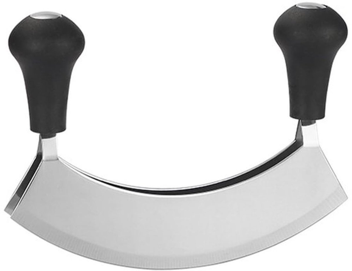 Kruidenmes 17 cm - Gebogen Hakmes - Zilver - Eenvoudig in gebruik - Blijft scherp - Perfect voor verse kruiden