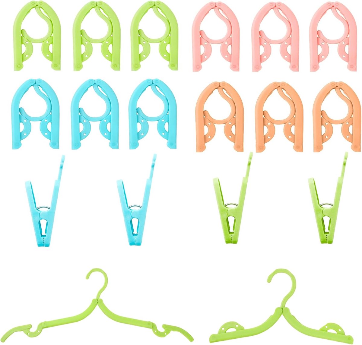 12Stks Multifunctionele Kunststof Antislip Reis Hangers, 4 Kleuren Ruimtebesparende Opvouwbare Kleerhanger, Draagbare - ShopVlot