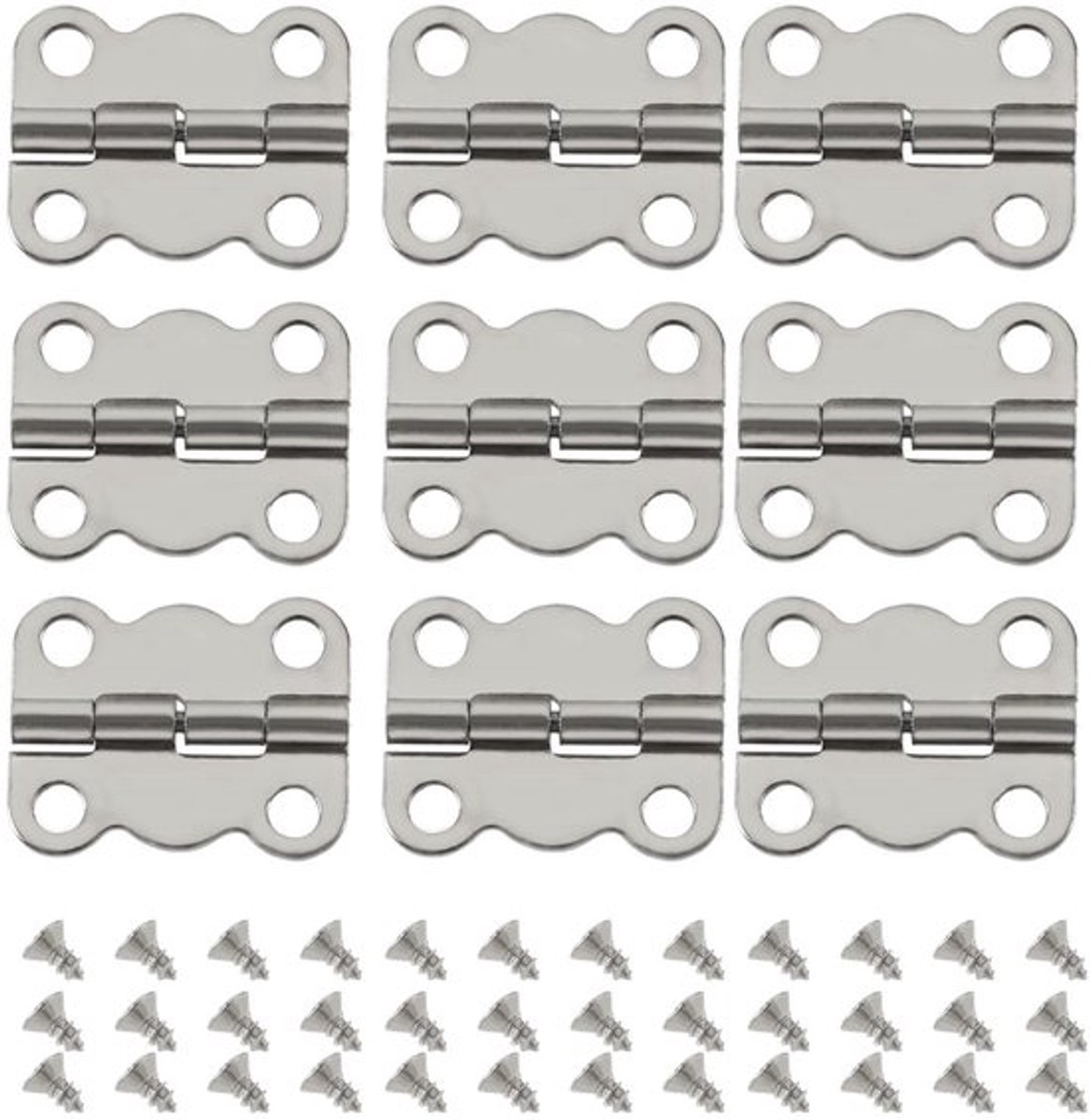 Scharnieren 50 stuks - Vlinder Scharnieren - Antieke Zilver - Inclusief 200 Schroeven - 16x13 mm - Gemaakt van Ijzer - Decoratieve Scharnieren