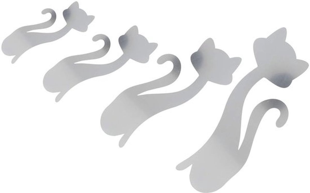 Muursticker Kat Vorm - 4 Stuks DIY Spiegel - Decoratieve Muurstickers - Waterdicht - Antic