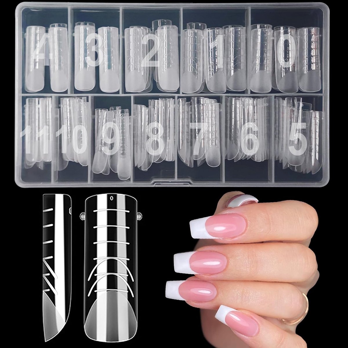 SnelShoppen - 120pcs Dual Nail Forms Square - 12 Maten Dubbele Nagelvormen Polygel voor Nagelverlenging en Nagelkunst - Hoogwaardige Nagel Tips voor S