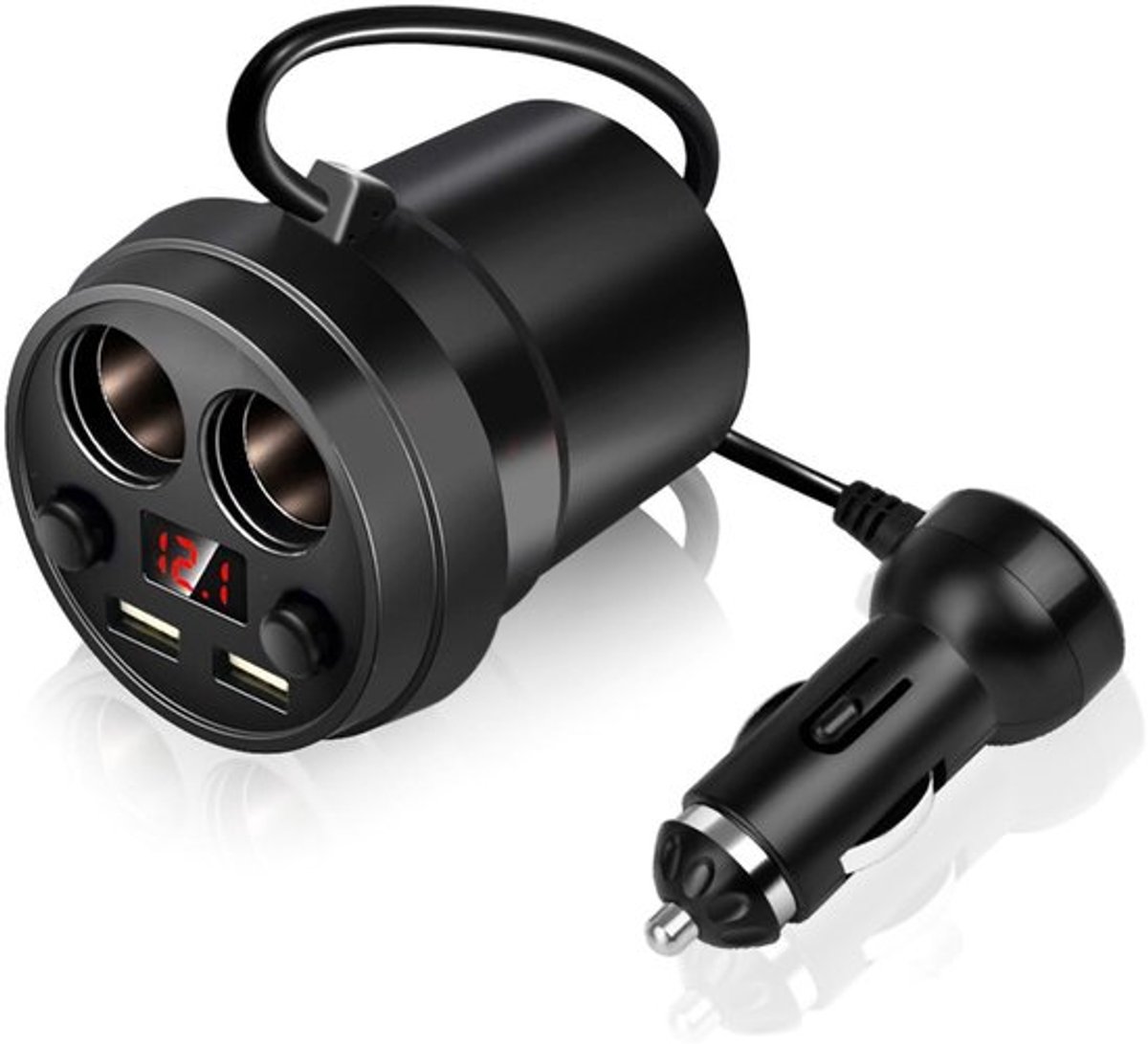 Autolader - Dubbele USB-bekerhouder - Snellaadtechnologie - 3,1 A - Spanningsbewaking - Geschikt voor de auto - Compact formaat
