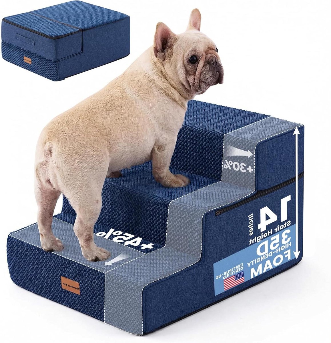 Hondenladder 3 treden - Huisdier trap - Huisdieren helpen - Anti-slip basis - 68.58 x 40 cm - Blauw
