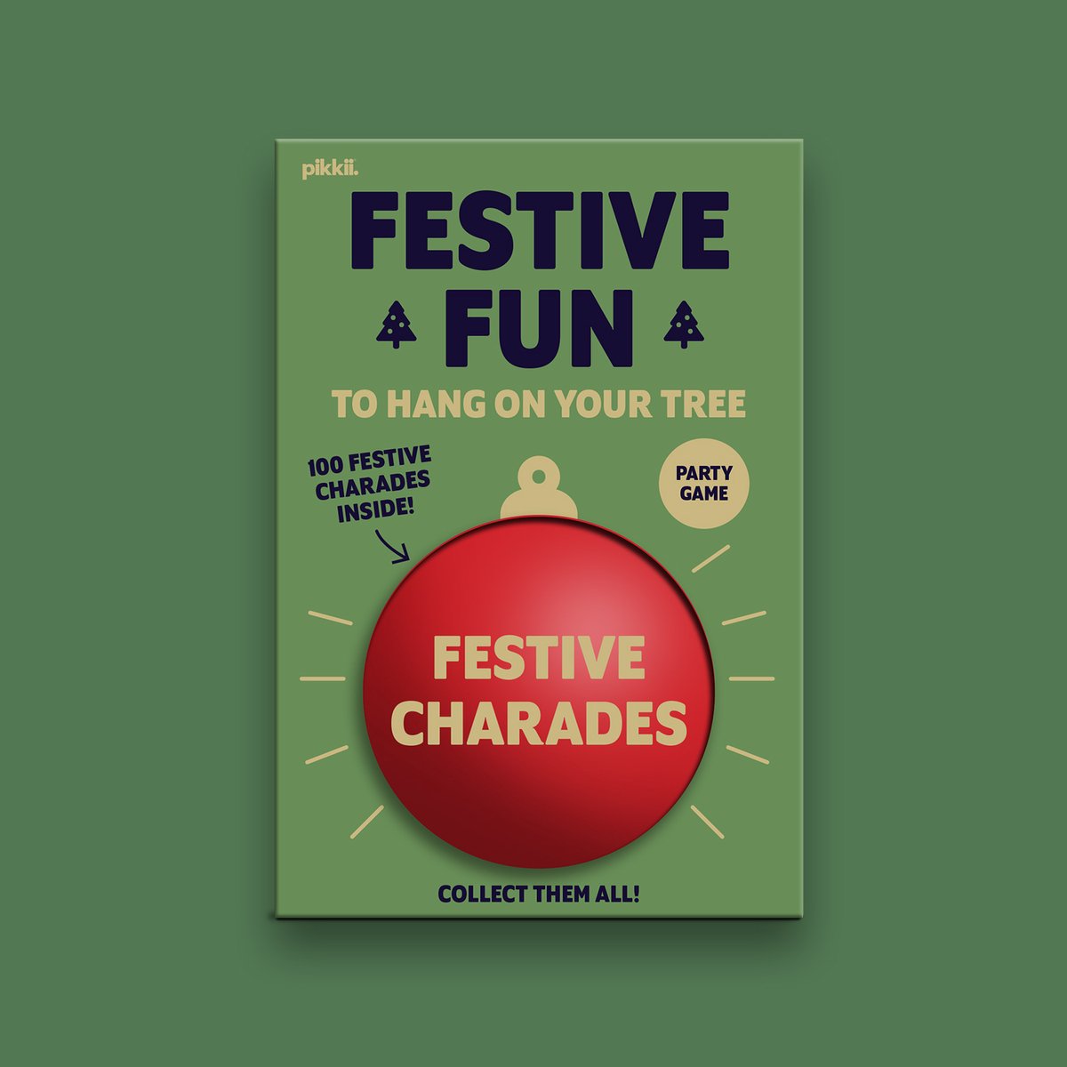 pikkii Festive Fun in a Bauble: Charades – Kerst Uitbeeldspel | Partyspel & Gezelschapsspel voor Familie