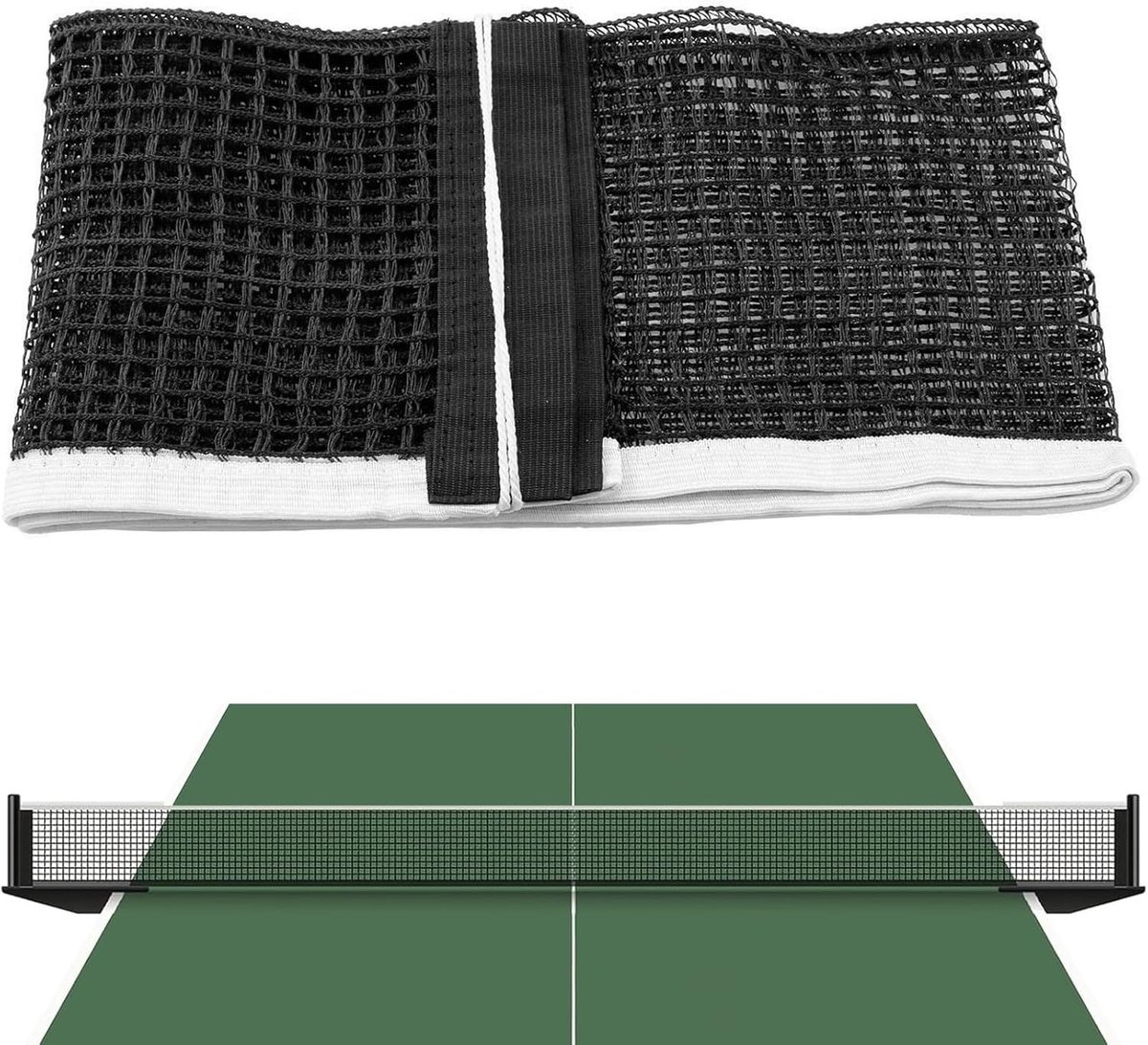 Vervangend Tafeltennisnet van Polyester, Draagbaar 180 x 14 cm, Geschikt voor Binnen en Buiten, Universeel voor Alle Tafeltennistafels, Zwart